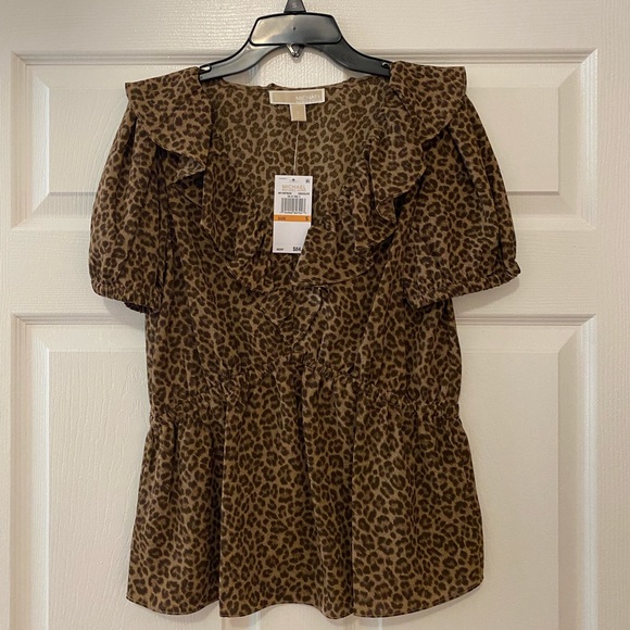 Michael Kors Cheetah Puff Sleeve Top - Picture 2 of 4